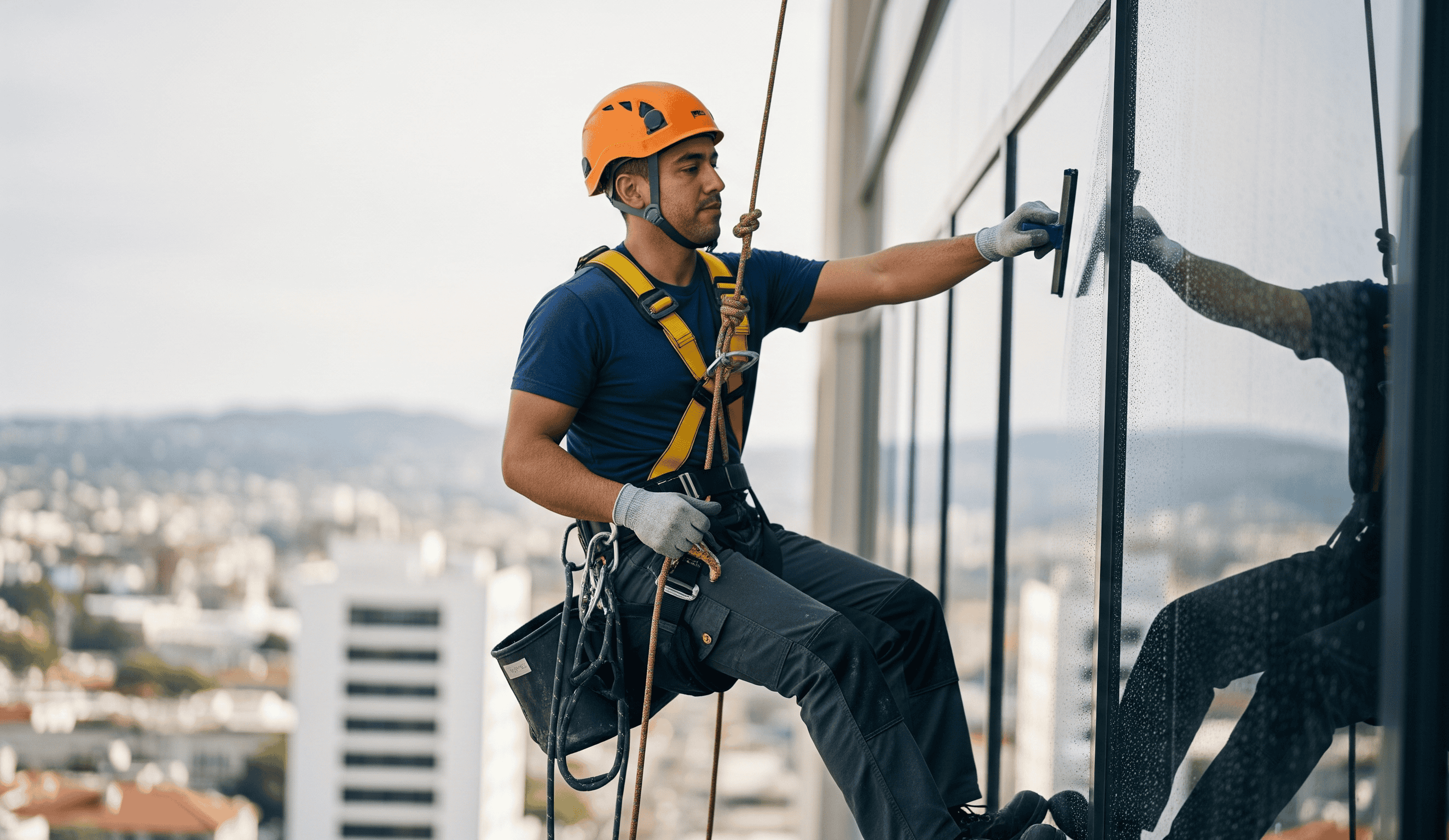 Nettoyage professionnel de façades vitrées en hauteur