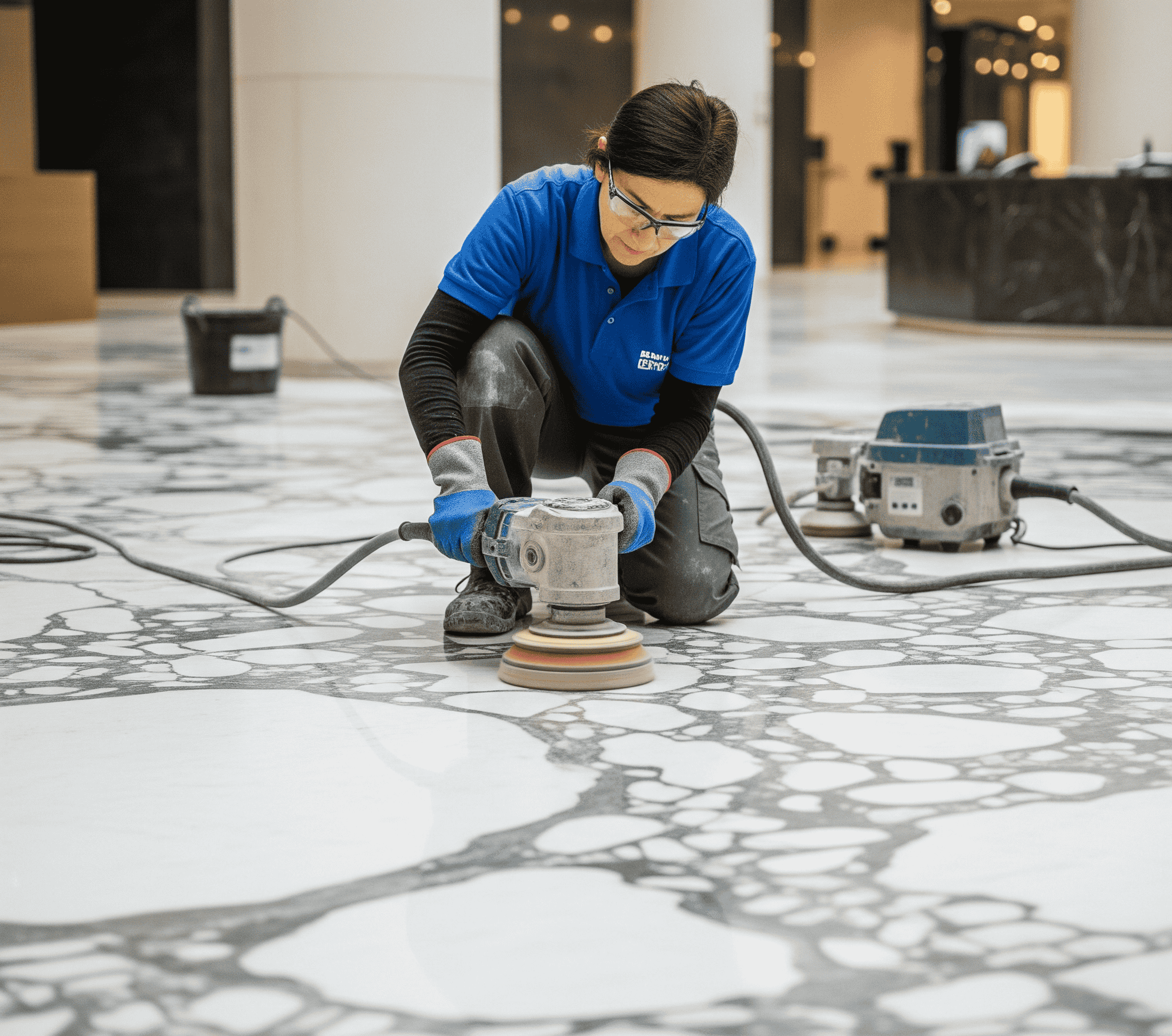 Ponçage, Lustrage et Cristallisation du Marbre